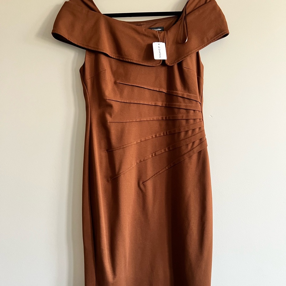 Le Chateau One Shoulder Brown Dress